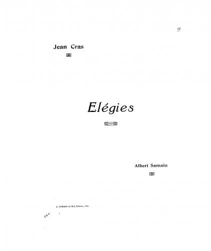 Cras - Élégies - For Voice and Piano - Score