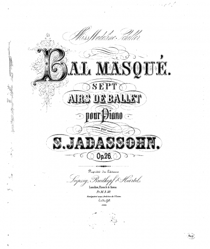 Jadassohn - Bal Masqué, Op. 26 - Score