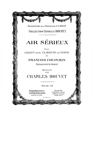 Couperin - Secular Vocal Works - Doux liens de mon coeur (Air sérieux August 1701)