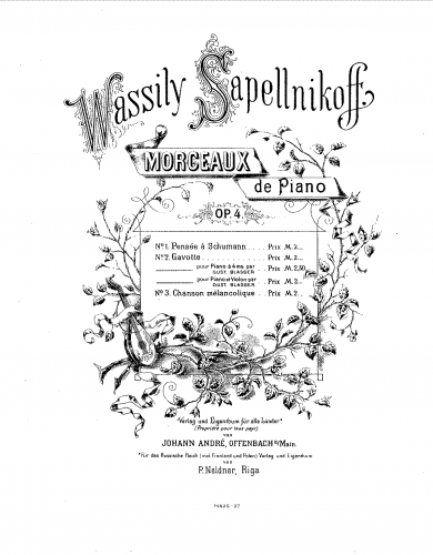 Sapelnikov - 3 Morceaux - Score
