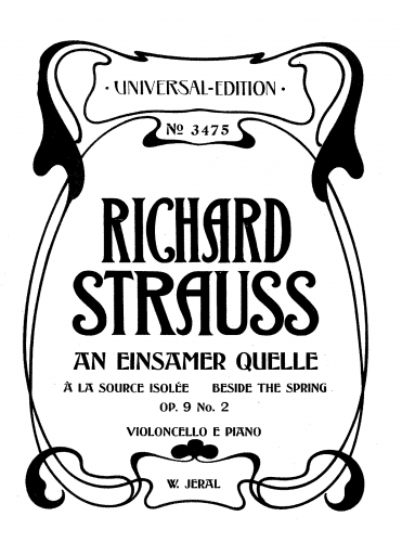 Strauss - Stimmungsbilder - An einsamer Quelle (No. 2) For Cello and Piano (Jeral) - Piano score and Cello part