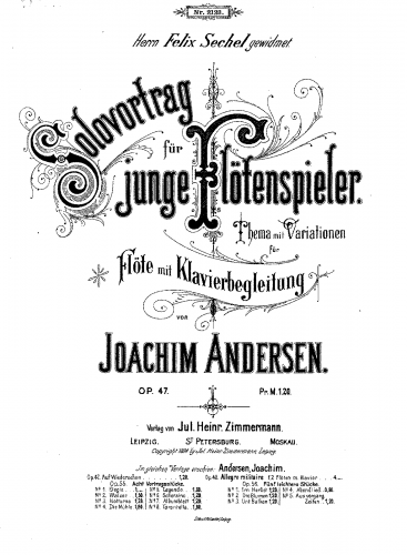 Andersen - Solovortrag für junge Flötenspieler, Op. 47 - Score