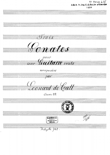 Call - 3 Guitar Sonatas, Op. 22 - Score (Manuscript)