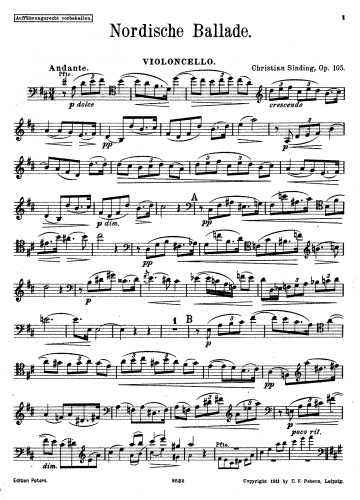 Sinding - Nordische Ballade - Scores and Parts - Cello part