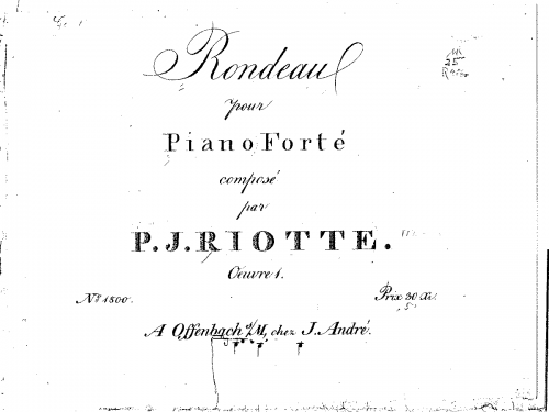 Riotte - Rondeau, Op. 1 - Score