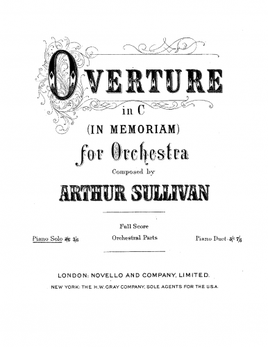 Sullivan - Overture: In Memoriam - For Piano solo (Foster) - Score