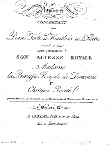 Barth - Potpourri Concertant, Op. 9 - Scores - Score