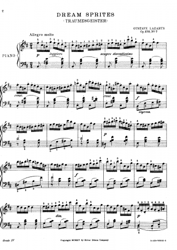 Lazarus - Träumesgeister, Op. 170 No. 7 - Score