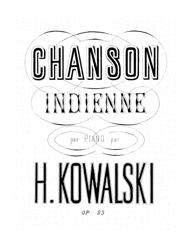 Kowalski - Chanson indienne - Score