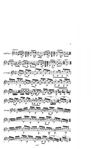 Carcassi - Au Clair de la Lune, chante dans 'Le Voitures Versees' Varie, Op. 7 - Score