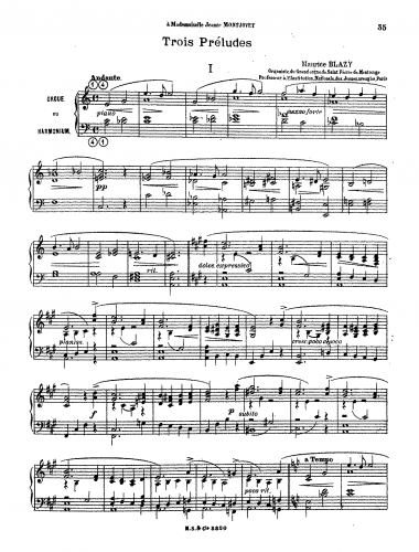 Blazy - Trois preludes - Score