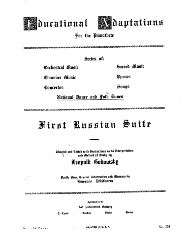 Godowsky - Russian Suite No. 1 - Score