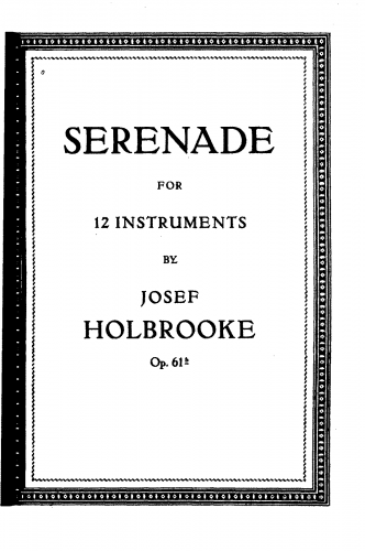 Holbrooke - Serenade for 12 Instruments, Op. 61b - Score