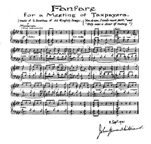 Williams - Fanfare for a Meeting of Taxpayers - Vocal Score
