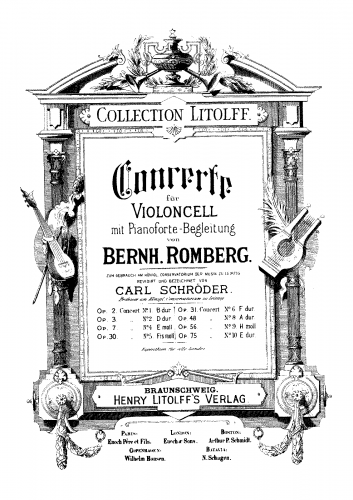 Romberg - Cello Concerto No. 10 Op. 75 - For Cello and Piano (Schröder) - Score