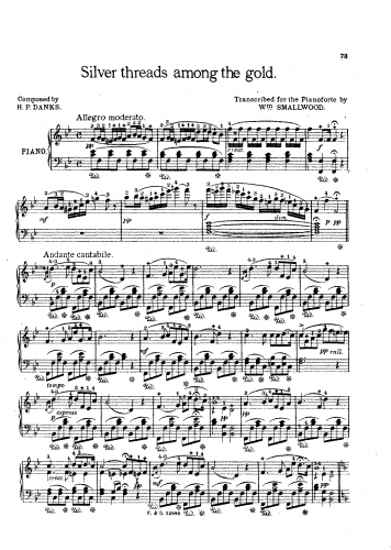 Danks - Silver threads among the gold - For Piano Solo (Smallwood) - Score