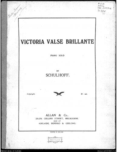 Schulhoff - Grande valse Brillante - Piano Score - Score