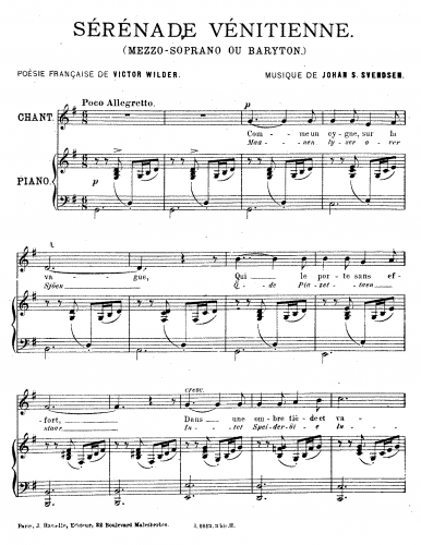Svendsen - 4 Melodies, Songs, Op. 24 - Excerpts - 3. Sérénade vénitienne / Venetiansk serenade