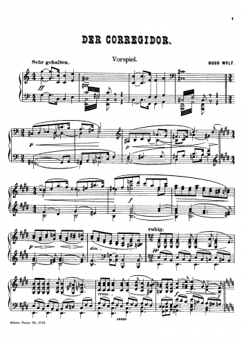 Wolf - Der Corregidor - Prelude (Act I) For Piano solo (Wolf) - Prelude to Act I - piano solo