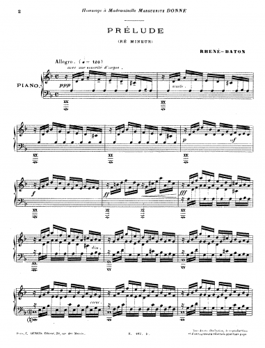 Rhené-Baton - Prélude in D minor - Score