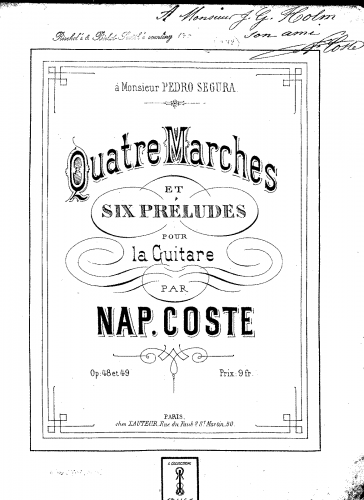 Coste - 4 Marches et 6 Préludes pour la Guitare, Opp.48 et 49 - Score