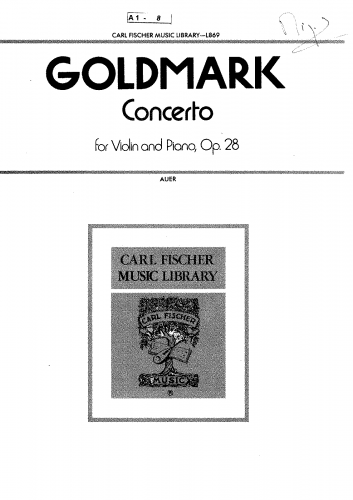 Goldmark - Violin Concerto - Arrangments and Transcriptions For Violin and Piano (Composer) - Violin solo part