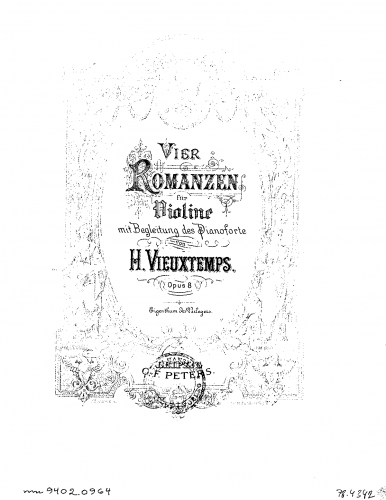 Vieuxtemps - Romances sans Paroles - Scores and Parts - Piano Score and Violin Part