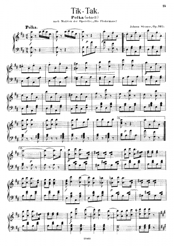 Strauss Jr. - Tik-Tak, Op. 365 - For Piano solo - Transcription for piano solo - complete