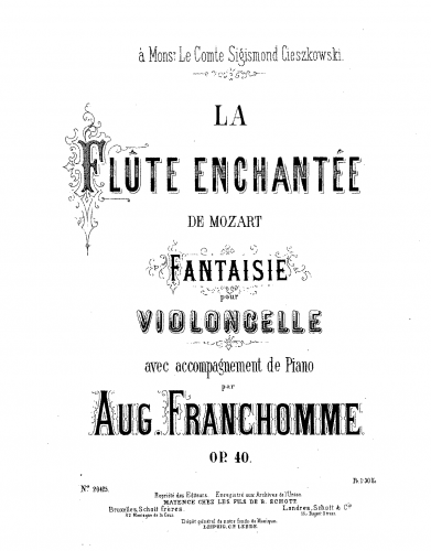 Franchomme - Fantaisie sur 'La flûte enchantée' de Mozart, Op. 40 - Score