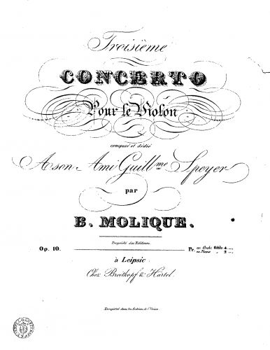 Molique - Violin Concerto No. 3, Op. 10 - For Violin and Piano - Score