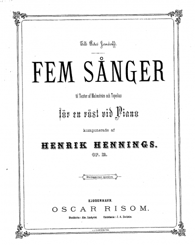 Hennings - 5 Sånger, Op. 12 - Score