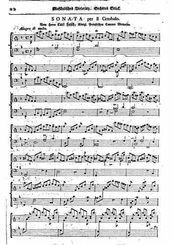 Fasch - Harpsichord Sonata in F major - Score