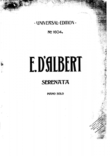 Albert - Serenata - Piano Score