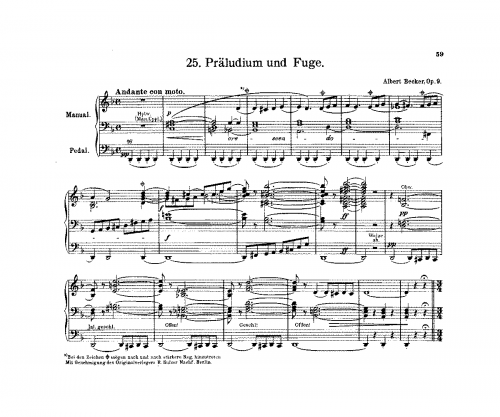 Becker - Präludium und Fuge, Op. 9 - Score