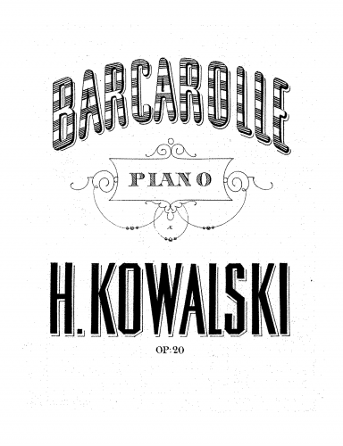 Kowalski - Barcarolle - Score