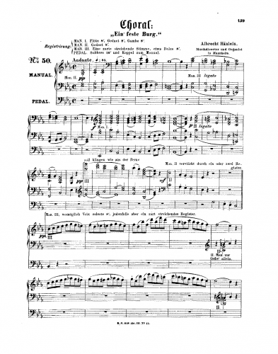 Hänlein - Chorale 'Ein feste Burg' - Score