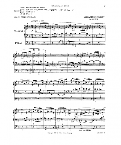 Guilmant - L'Organiste Pratique - Organ Scores Book 3, Op. 46 - II. Postlude