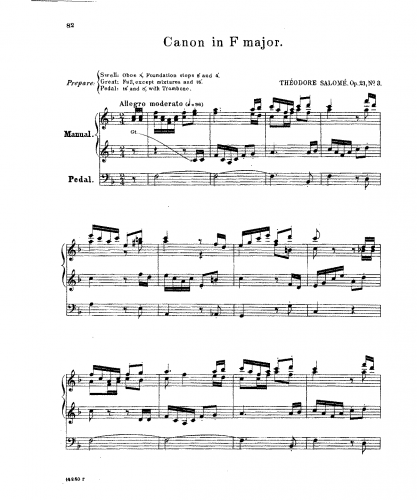 Salomé - Trois canons pour grand orgue, Op. 21 - 3. Canon in F