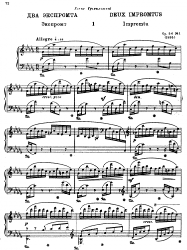 Glazunov - 2 Impromptus, Op. 54 - Score