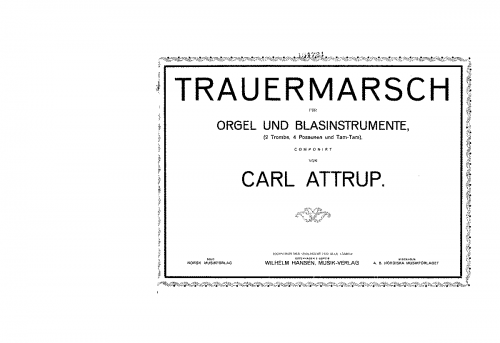 Attrup - Trauermarsch, für Orgel und Blasinstrumente - Score