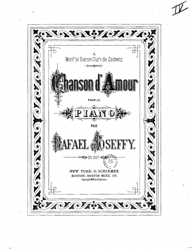 Joseffy - Chanson D'Amour - Score