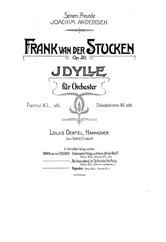 Van der Stucken - Idylle, Op. 20 - Score