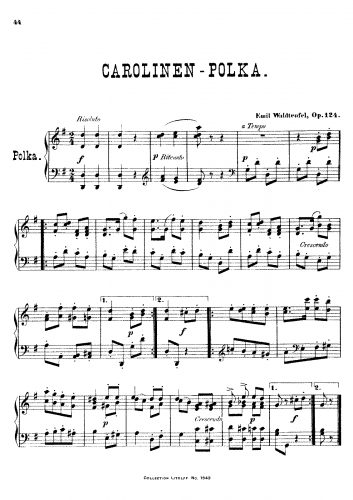 Waldteufel - Carolinen-Polka - For Piano solo - Score