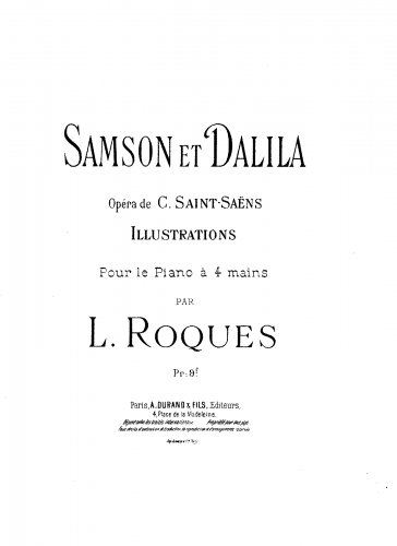 Roques - Illustrations sur 'Samson et Dalila' - Score