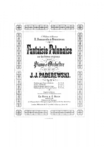 Paderewski - Polish Fantasy for Piano and Orchestra - Score