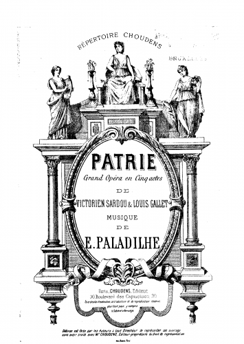 Paladilhe - Patrie! - Vocal Score - Vocal Score