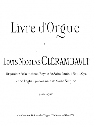 Clérambault - Livre d'Orgue - Organ Scores - Score