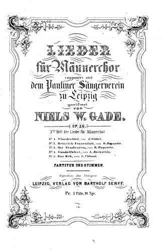 Gade - 5 Lieder für Männerchor - Score