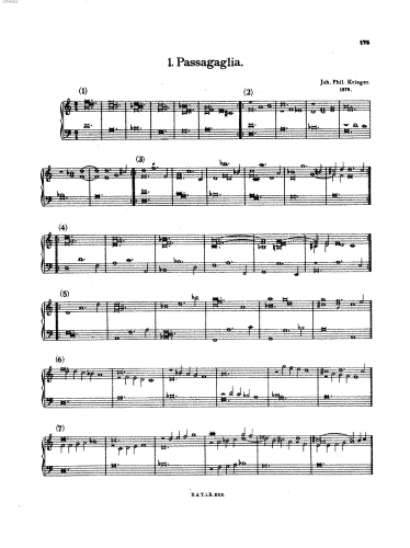 Krieger - Passacaglia in D minor - Score