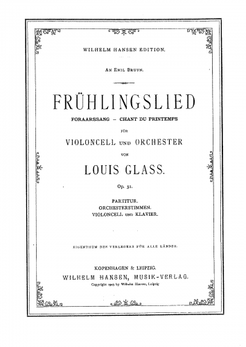 Glass - Frühlingslied, Op. 31 - Full Score - Orchestral Score